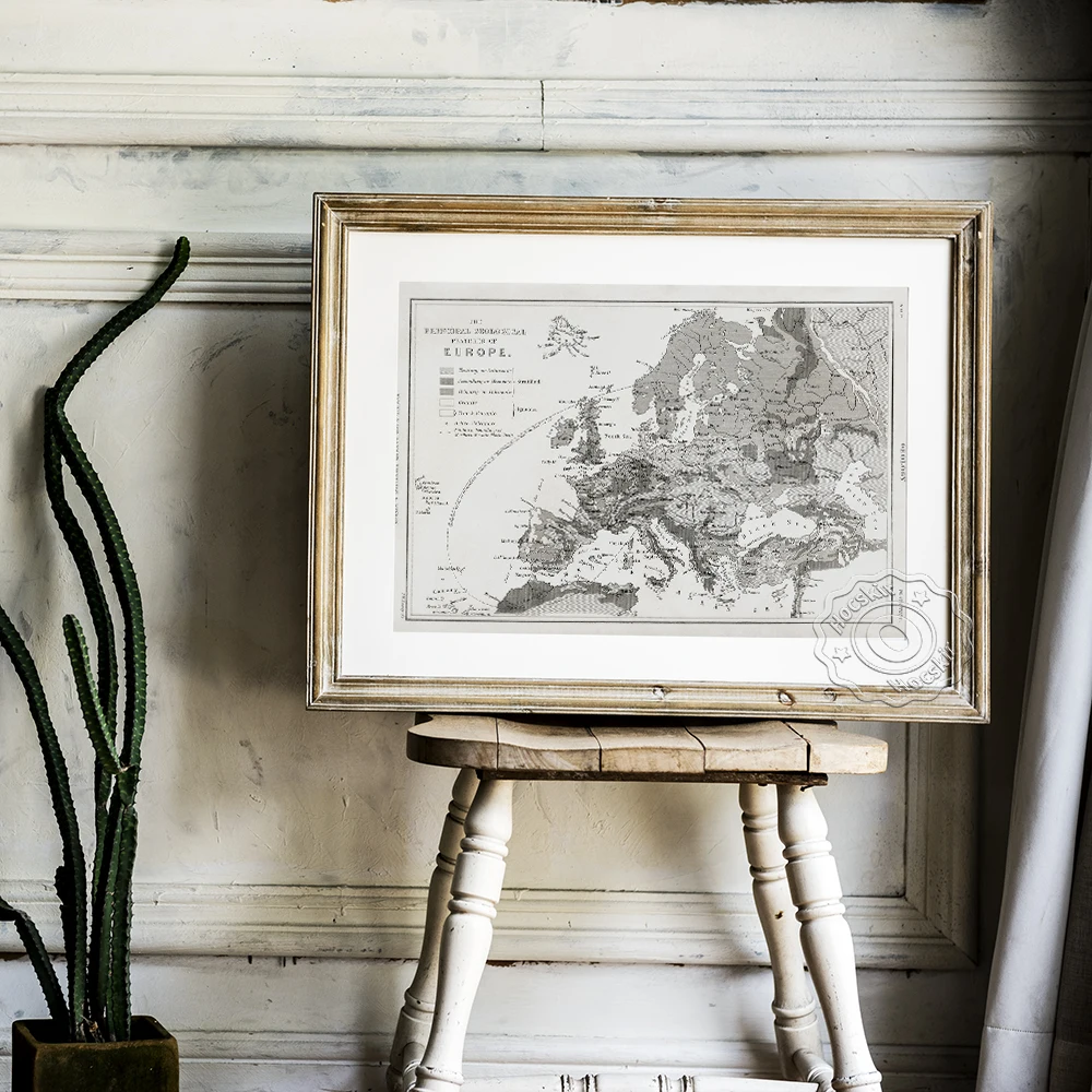Винтажный постер с картой Европы геологовая особенности настенное искусство
