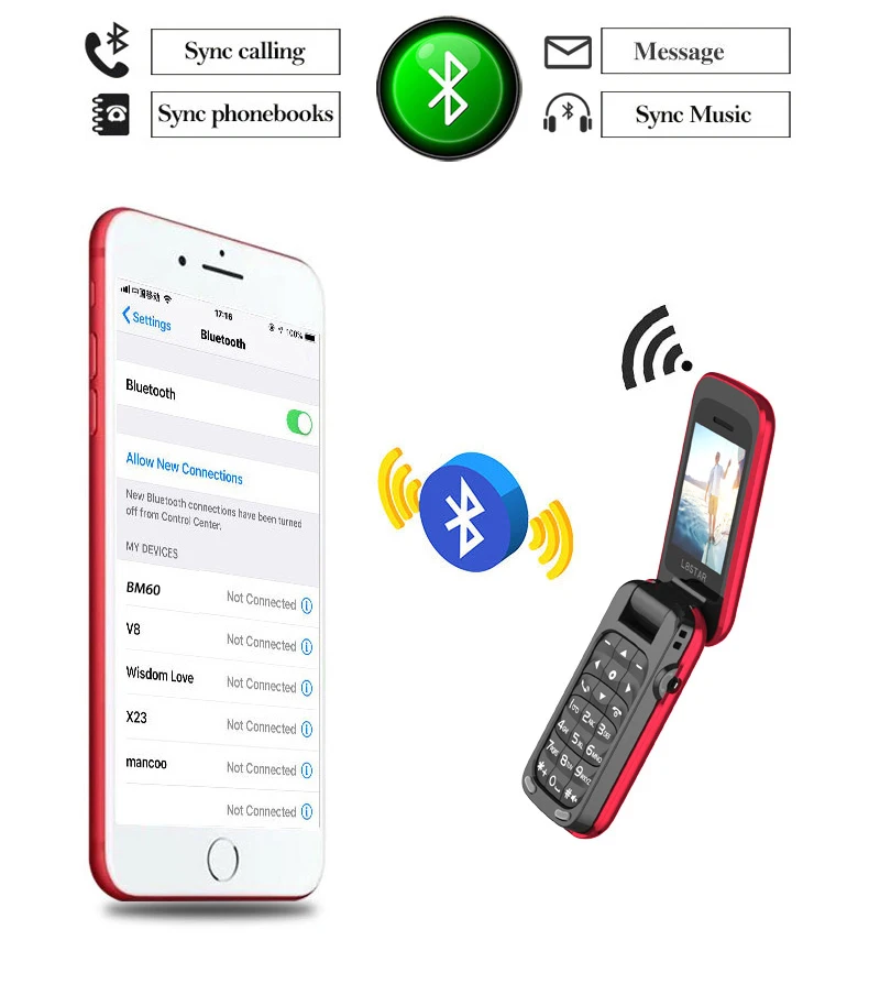 Мини-телефон-раскладушка L8star с Bluetooth музыкальный ресивер Mp3 плеер наушники