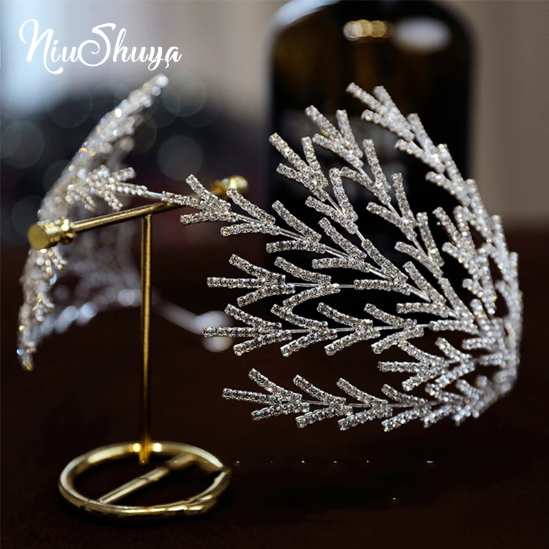 

NiuShuya Bridal Crown Women Wedding Accessories Engagement Hair Ornaments Leaf Shape Crown Headband Romantic Headwear Jewelries