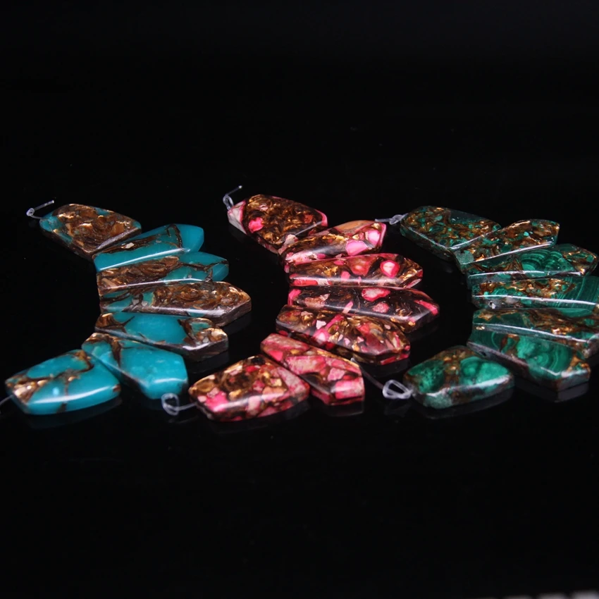 7pcs/set Sea Sediment Arrow Slice Graduated Pendant Beads Top Drilled Ocean Impression Jaspers Emperor Stone Necklaces Jewelry | Украшения
