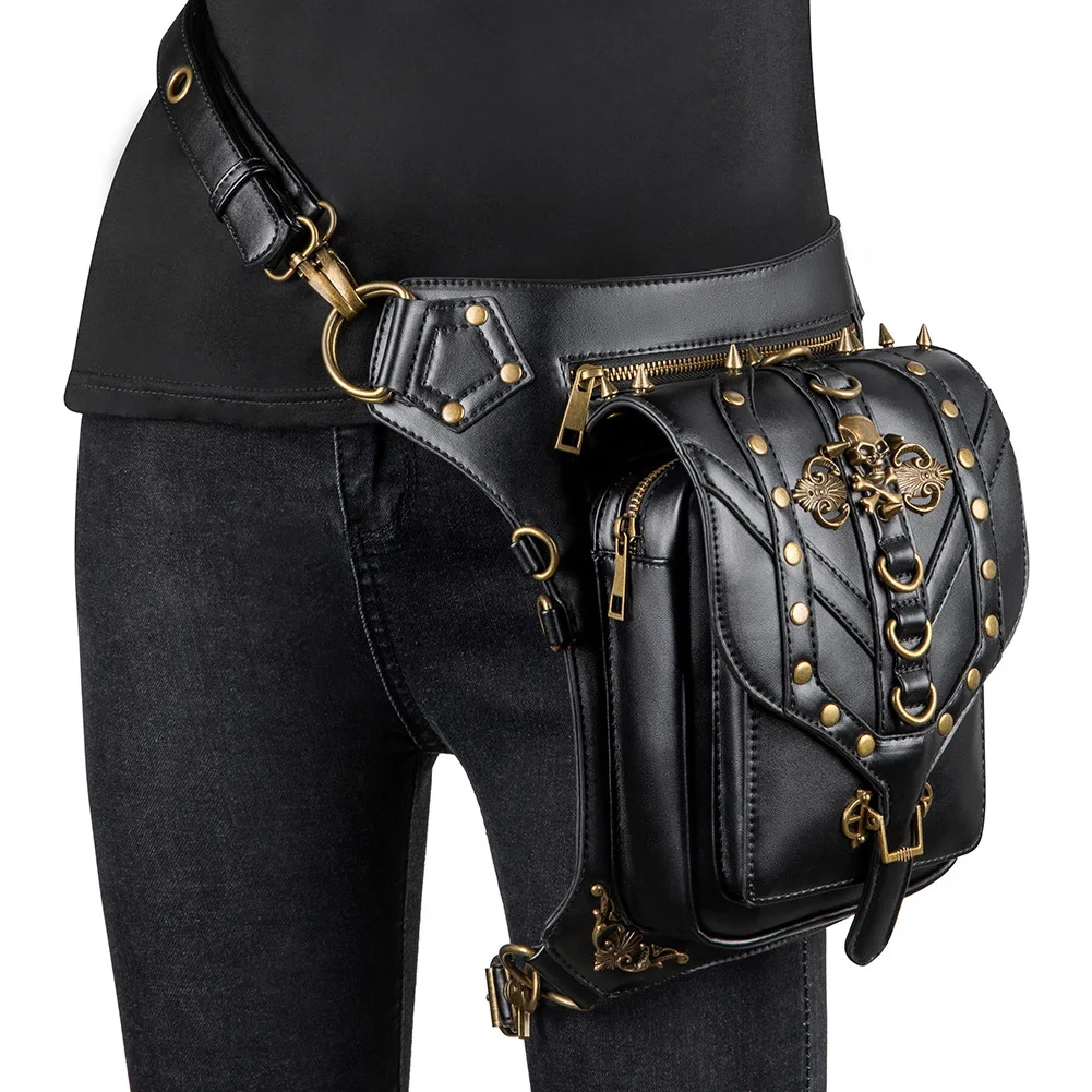 

Women Rock Cool Multifunction Chain Bag Waist Drop Leg Bag Thigh Hip Bum Belt Shoulder Bag Motorcycle Ride Outdoor Running Sport