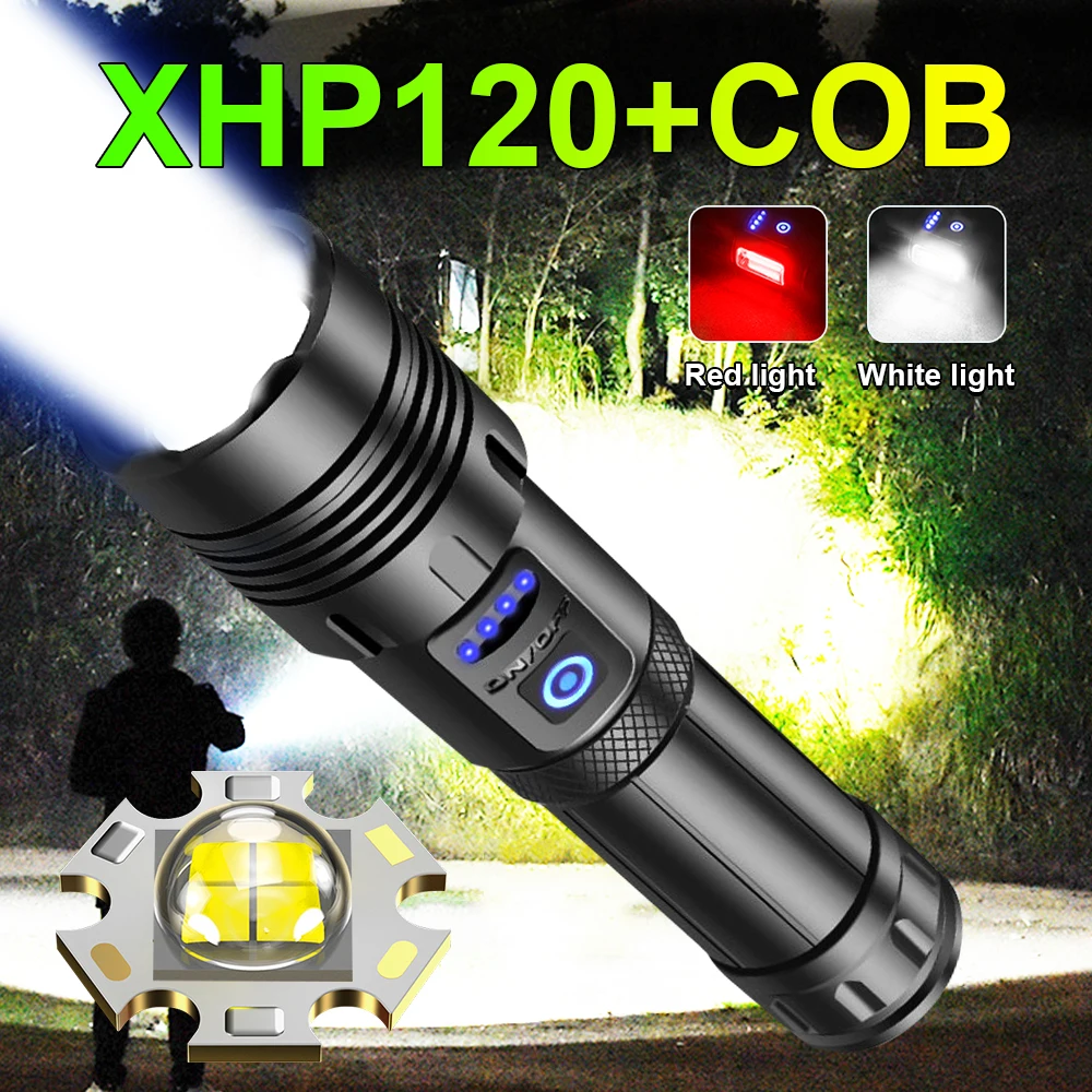 Фонарик XHP120 суперяркий перезаряжаемый USB 18650 мощности | Освещение