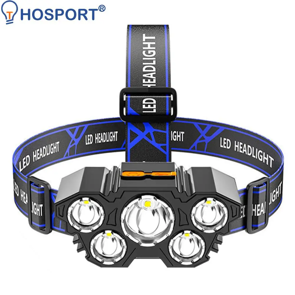 

5 LED Waterproof Headlamp USB Rechargeable Head Lamp 4 Modes 350LM Outdoor Lighting for Fishing Cycling Camping Light Torch