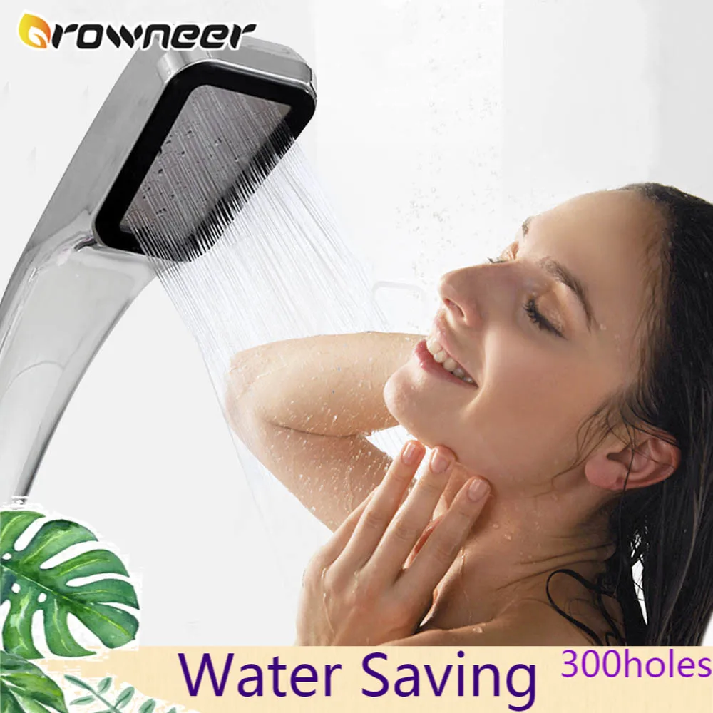 

Pressure Rainfall Shower Head 300 Holes Water Saving Filter Spray Nozzle ABS Handheld Polished Chrome Finish Faucet Replacement