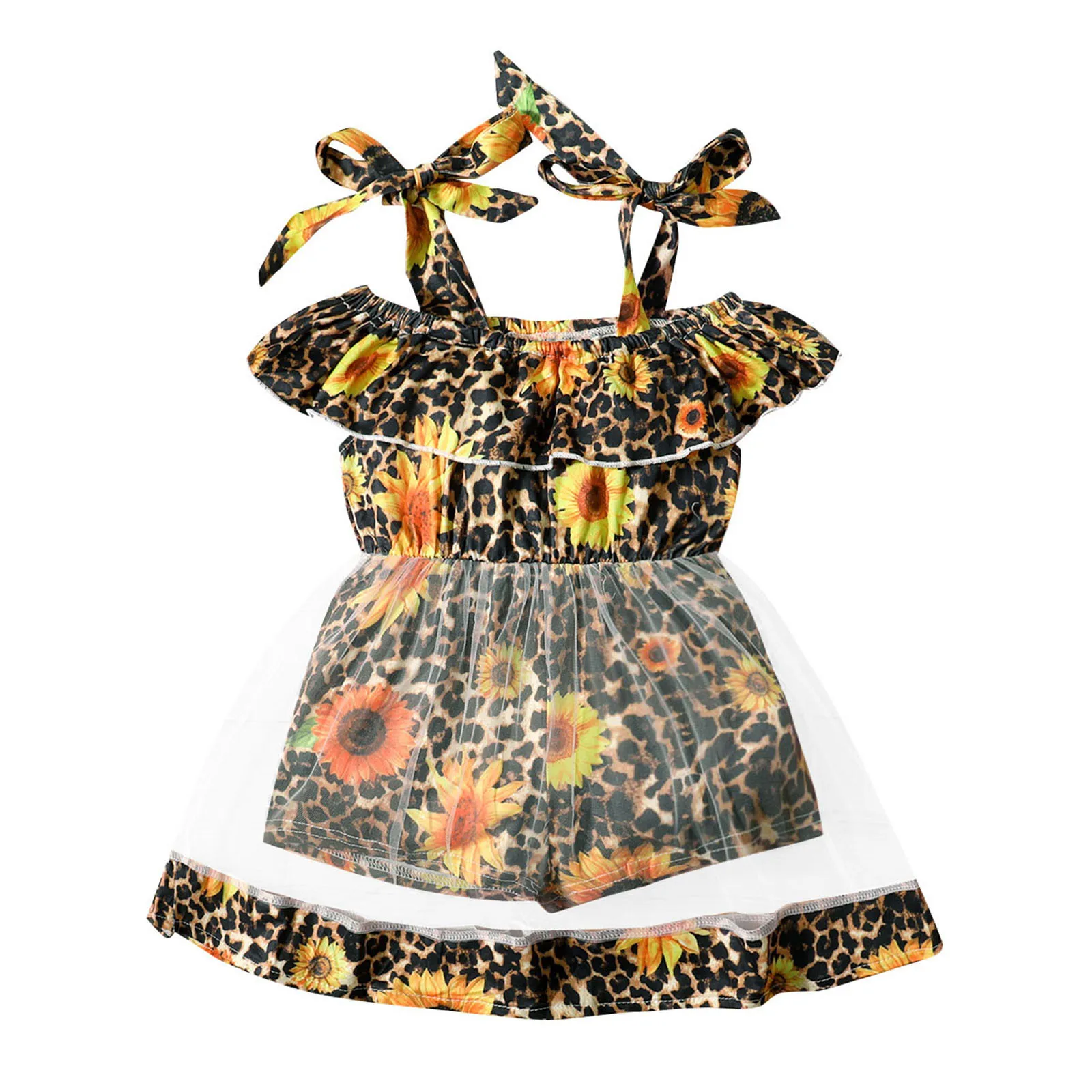 

Fashion Toddler Girl Clothes Baby Jumpsuit Stitching Dress For Kids Sunflower Toddler Girl Romper Dress Sleeveless Girl Clothes