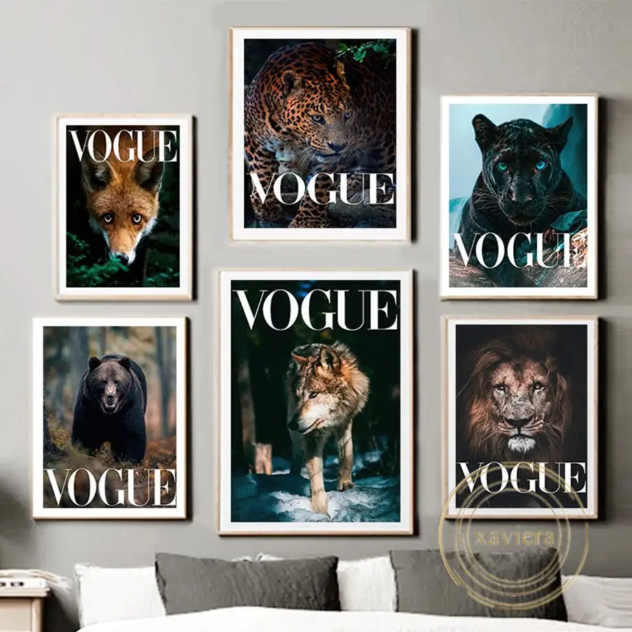 

Wild Animal Leopard Bear Lion Wolf Fox Canvas Painting Nordic Vogue Poster Nordic Wall Art Picture Modern Home Decor Living Room
