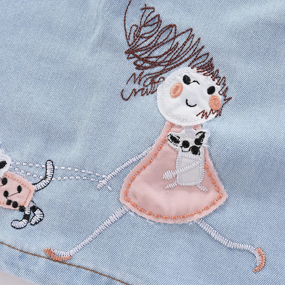 

LittleSpring Toddler Girls Denim Dress Applique Embroidered Sleeveless Dress Kids Grils Clothes
