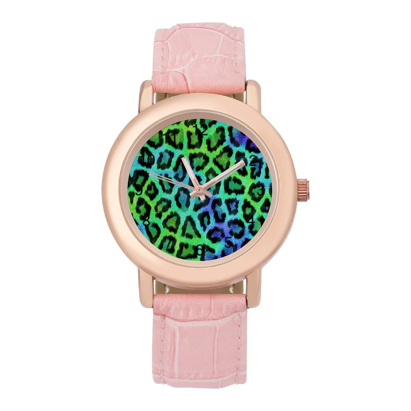 Blue Green Leopard Animal Quartz Watch Print Aesthetic Ladies Wrist Watch Steel Fitness Affordable Wristwatch