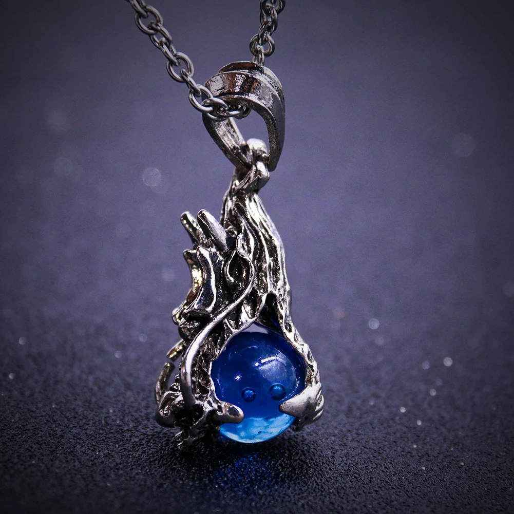 Украшения в стиле панк Китай голова дракона синие кристаллы бусины ожерелье