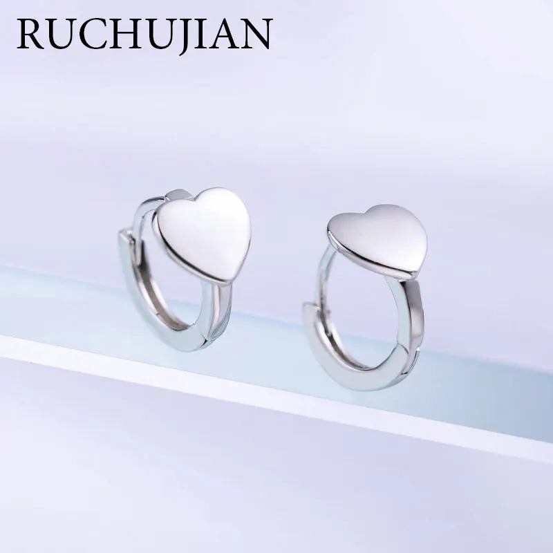 RUCHUJIAN 100% 925 пробы серебряные серьги сердце клипсы для женщин свадебный подарок
