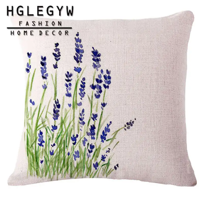 Романтический чехол для подушки с рисунком лаванды наволочки из хлопка и льна
