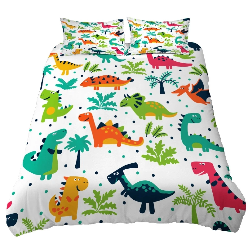 

3D Dinosaur Printed King Size Bedding Set Soft Duvet Cover Set for Children Kids Adults Twin Full Queen King Size Bed Linens