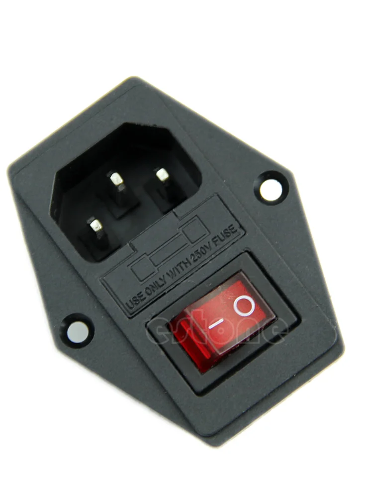 

1 brand new black and red AC 250V 10A 3-terminal power socket with fuse holder, high safety factor, durable