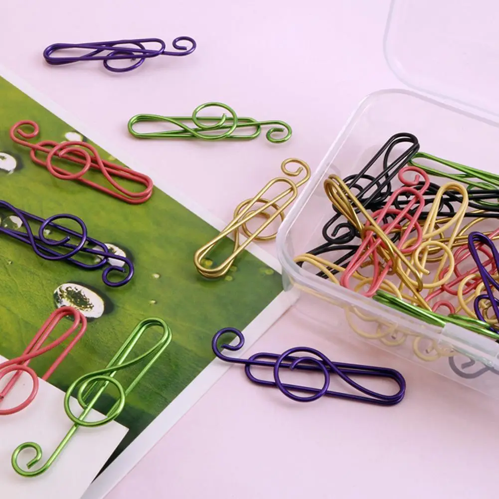 

50 шт./компл. красочные декоративные золотые украшения для музыкальных нот, офисные принадлежности, Золотые зажимы для бумаги, оптовая прода...