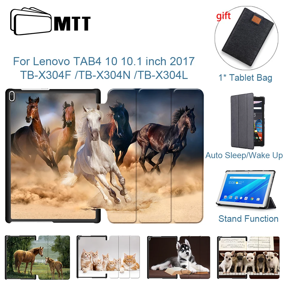 Фото MTT чехол с животным принтом для Lenovo Tab 4 10 ТБ X304F TB X304L X304N из искусственной кожи