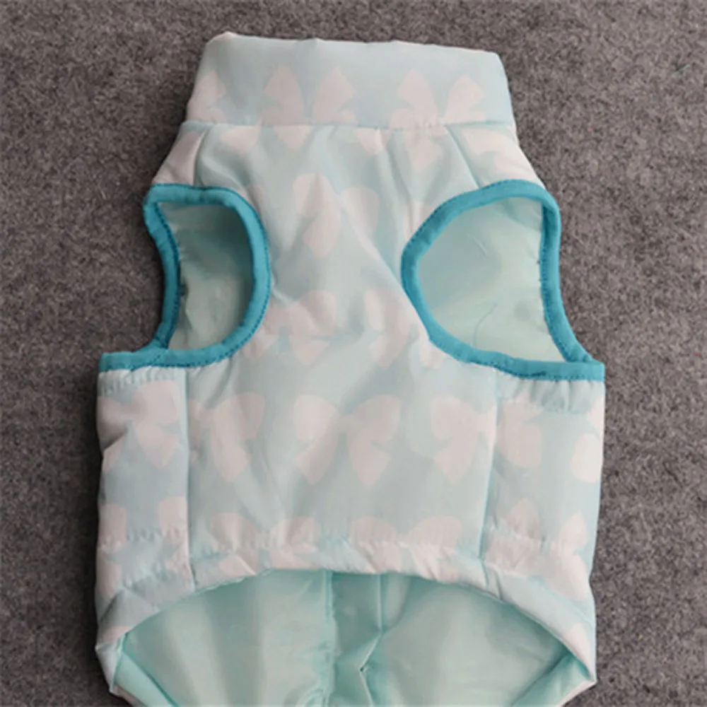 Модная одежда для домашних животных с синим бантом собак зимняя жилет пальто