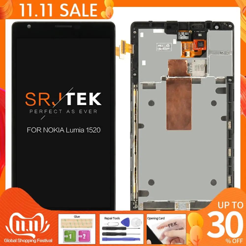 Гарантия 6 ''дисплей для NOKIA Lumia 1520 ЖК-сенсорный экран дисплей дигитайзер в