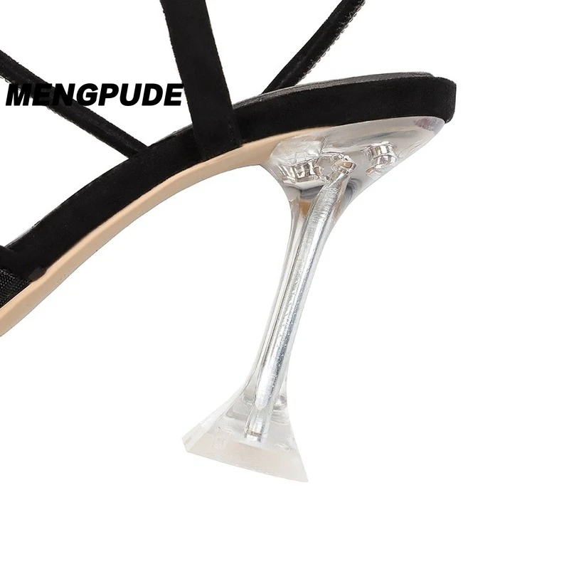 

MPDTransparent Crystal Shoes High Heel Sandals Women Pointed Toe Goblet Heels Summer Sandals Sexy Shinny Party Shoes Woman Pumps