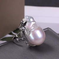 big size baroque pearl rings for women high quality 100 natural freshwater pearls adjustable jewelry luxury mothers day gift