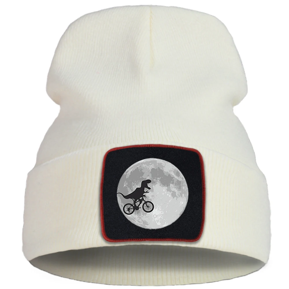 Модные новые вязаные шапки с изображением динозавра велосипеда Луны мультфильма