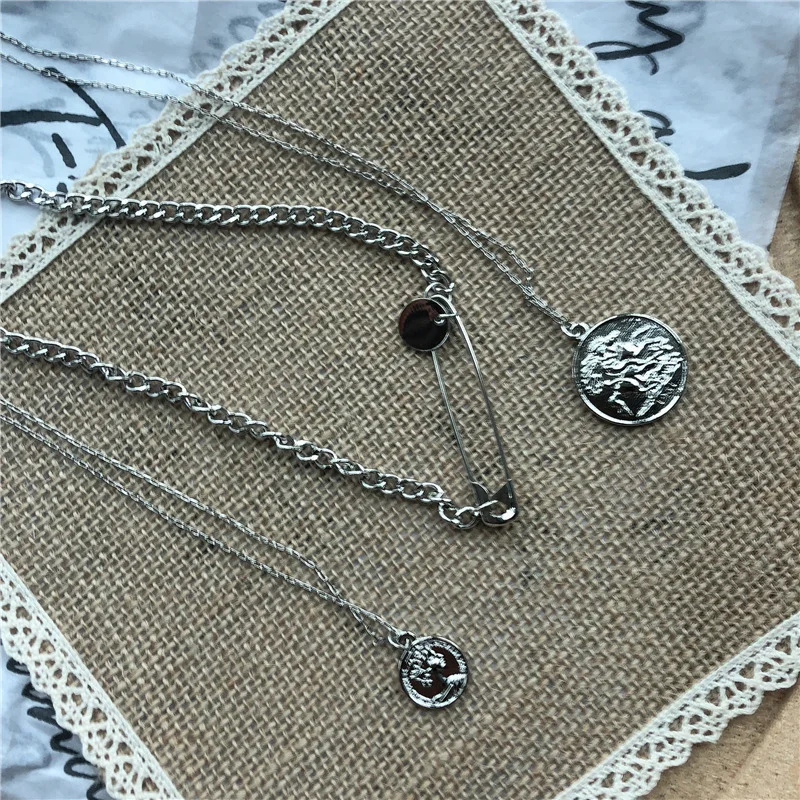 Новая мода Панк ветер монета портрет из нержавеющей стали кулон ожерелье