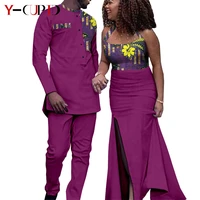 african clothes for couples sexy women long dresses matching men outfits top and pants sets bazin riche party vestidos y21c034