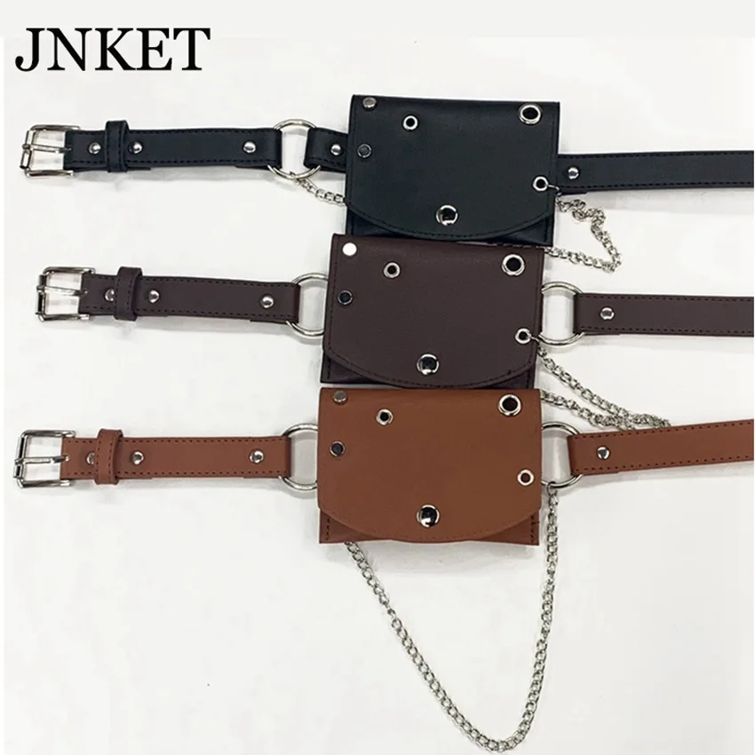 

JNKET Fashion Women Waist Pack PU Leather Chain Waist Bag Messenger Bags Cellphone Bag Bum Bag