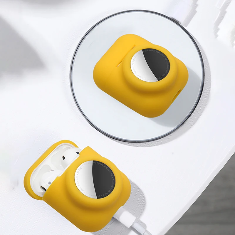 Прочный силиконовый чехол 2 в 1 для Apple Airpods 3 Pro & Airtag с брелоком светящийся