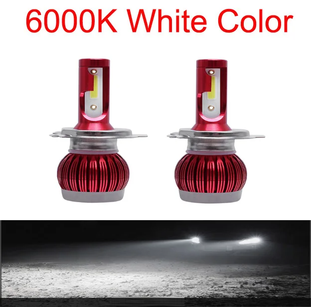 6000K 2 шт. автомобильные лампы для фар машины 9005/9006/H1/H3/H4/H7/H11 Светодиодный автомобильный фонарь с защитой от низкого напряжения 72 Вт 8000 лм K - Испускаемый цвет: 6000K