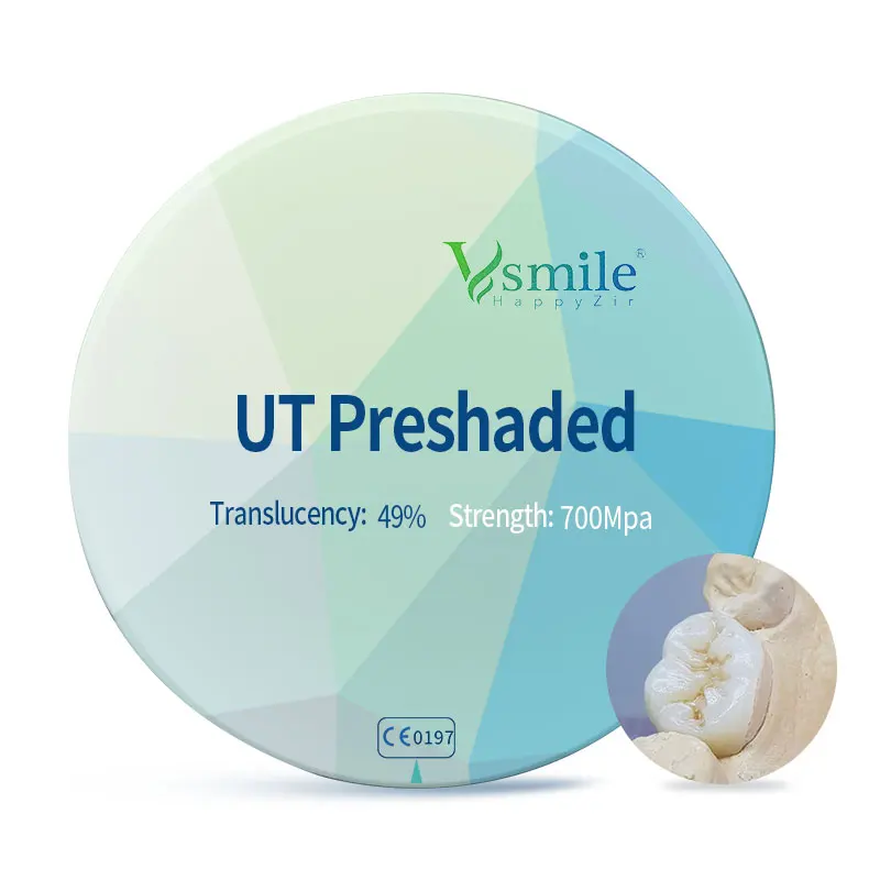 Vsmile dental  zirconia block UT shaded preshaded and colored Dental Zirconia Blocks Pre Sintered for Anteiror roland/VHF System