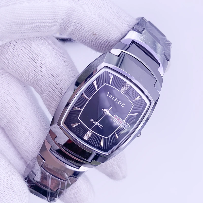 Часы мужские из нержавеющей стали водонепроницаемые кварцевые квадратные