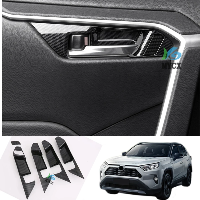 

LHD! Для Toyota RAV4 RAV 4 XA50 2019 2020 карбоновый стиль Автомобильная дверная интерьерная ручка чаши декоративная крышка отделка автомобильный Стайлин...