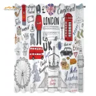 Хипстерская занавеска, двухслойная телефонная будка с лондонским автобусом, королевское Биг-Бен, белый, красный