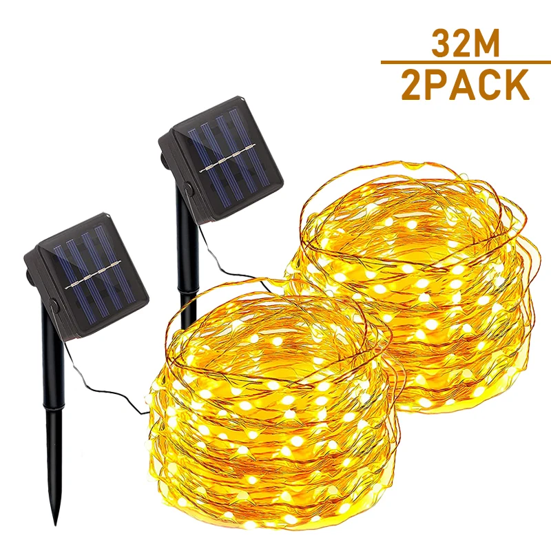 

Светодиодная гирлянда на солнечной энергии Outdoot, водонепроницаемая Рождественская гирлянда для украшения сада, 8 режимов, гирлянда из медно...