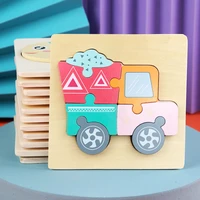 kids parent child interaction toys baby cartoon wooden puzzle 3d jigsaw toys kids early learning educational toys