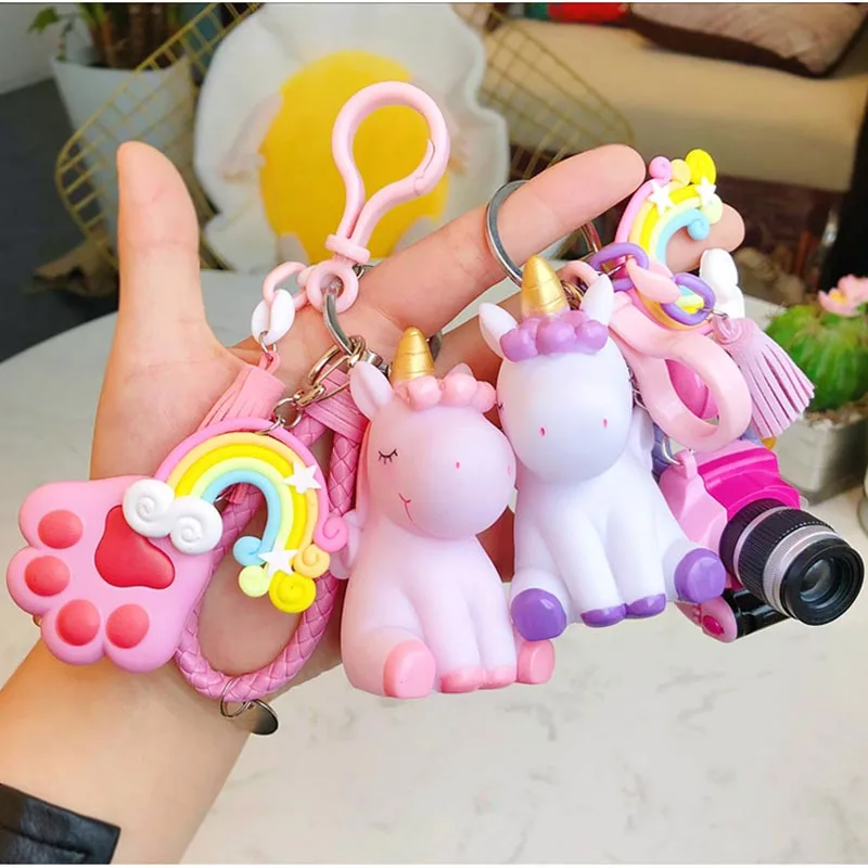 Новинка 2019 брелок с единорогом Мультяшные брелки женские креативные радужные DIY