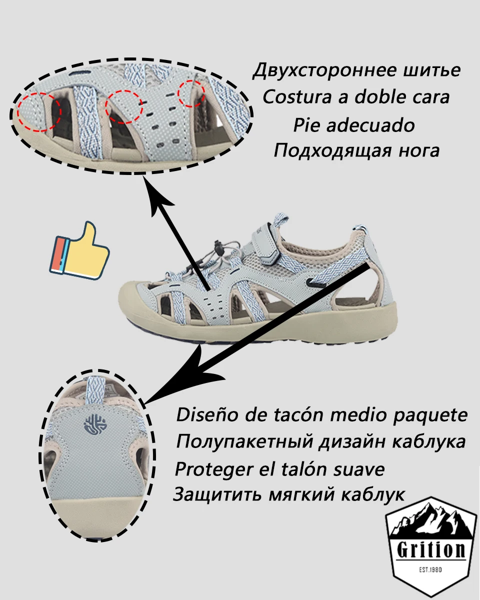 GRITION/уличные сандалии; женская летняя удобная Пляжная обувь; легкая дышащая прогулочная обувь; повседневные прогулочные походные сандалии