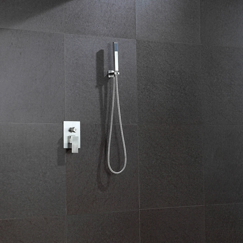 

Bathroom Rain Shower System 16/20 Inch Ceiling LED Shower Head Panel Brushed Wall Mounted Hot and Cold Concealed Mixe Faucets