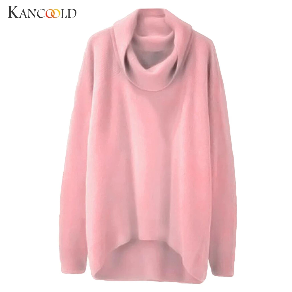 KANCOOLD Long Sleeve Autumn Women Knitteda Loose Solid Color Sweater Pullover Jumper Fashion 2019 Turtleneck Female | Женская одежда