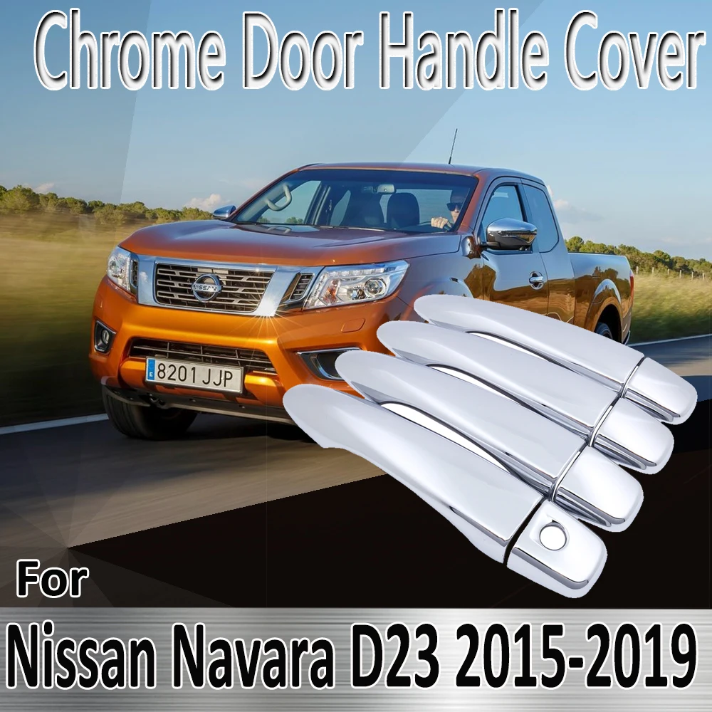 for Nissan Navara NP300 Navara D23 Renault Alaskan 2015~2019 Stickers Decoration Chrome Door Handle Cover Refit Car Accessories