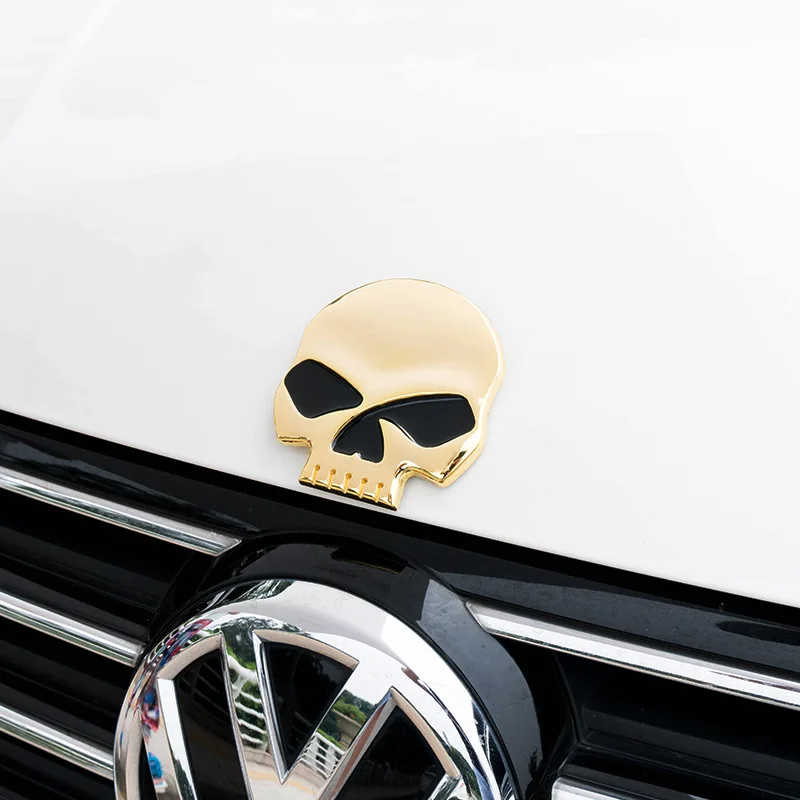 

Stylish Cool 3D Metal Skull Fridge Wall Mirror Window Door Home Car Stickers Skeleton Car Motorcycle DIY Decoration Badge