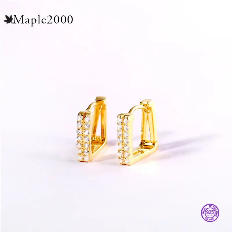 

for women 925 sterling silver new personality double row diamond earrings hoop fashion hot selling double row ladies earrings