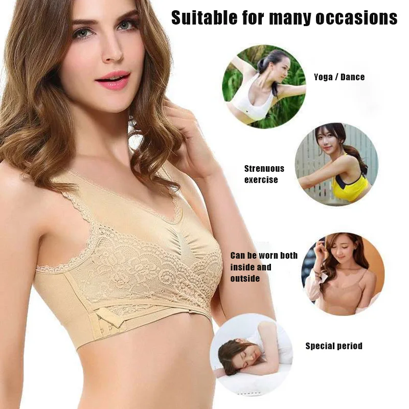 Удобный бюстгальтер с полной поддержкой кружевной Бралетт однотонный передней