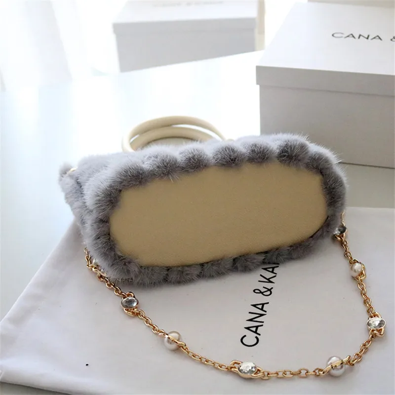 Fashion New Mink Fur Bag Tote Bag 2021 Winter New Women's Shoulder Portable Messenger Chain Bag