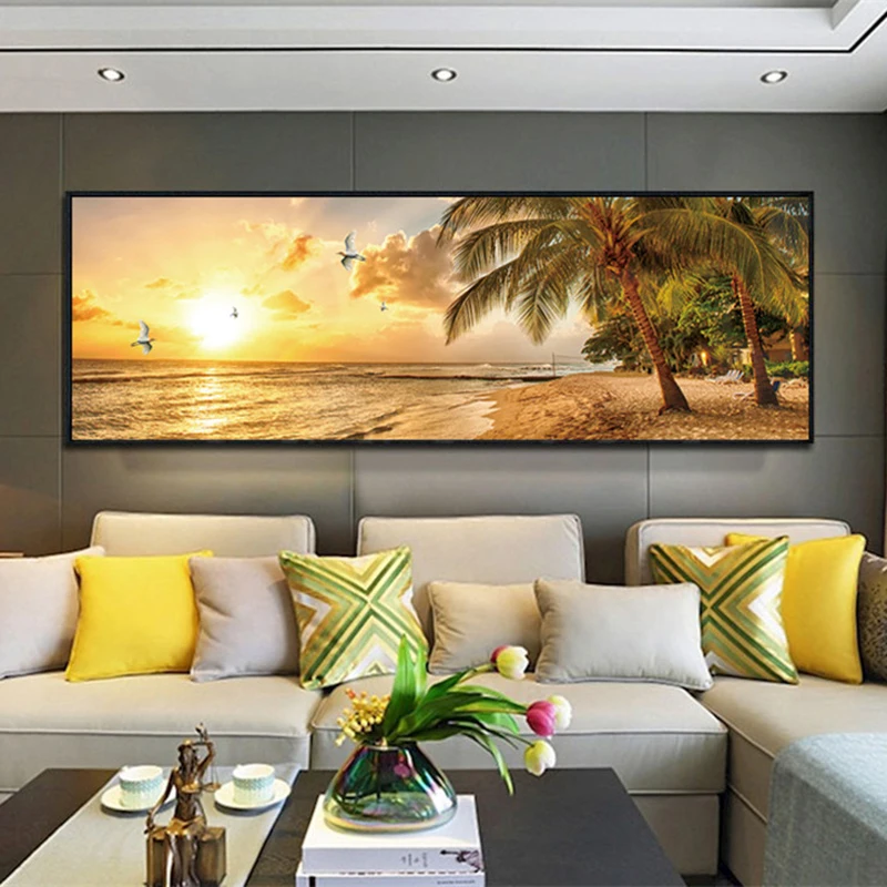 Пейзаж Картина на холсте Пляж картина Сумерки море стену для современного дома