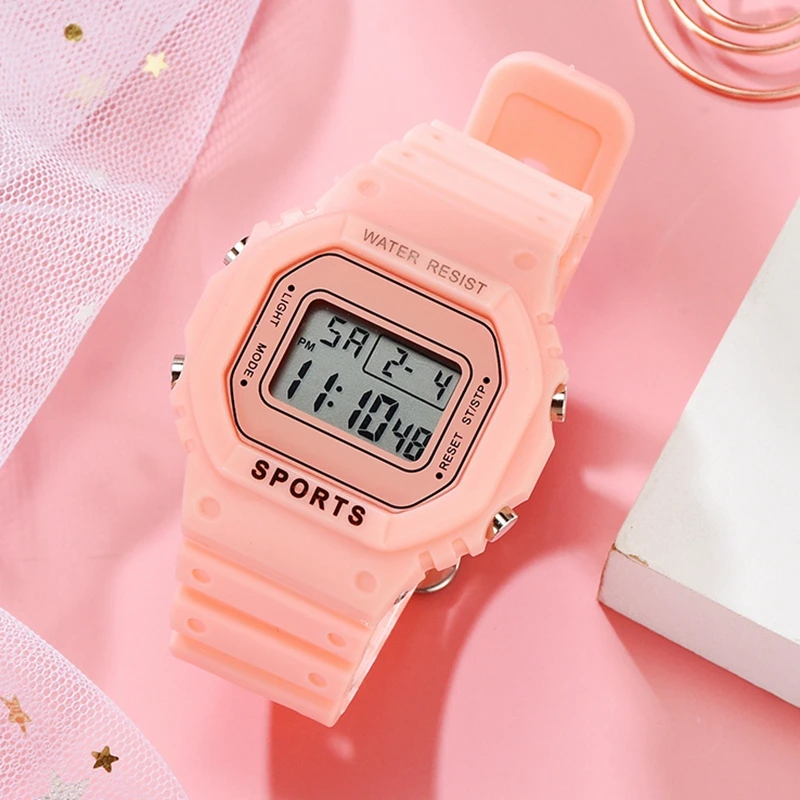 

Luxury Women Digital Green Watch Multifunction Waterproof Women Watches Unisex Male Watch Rectangle Children Sport Watches