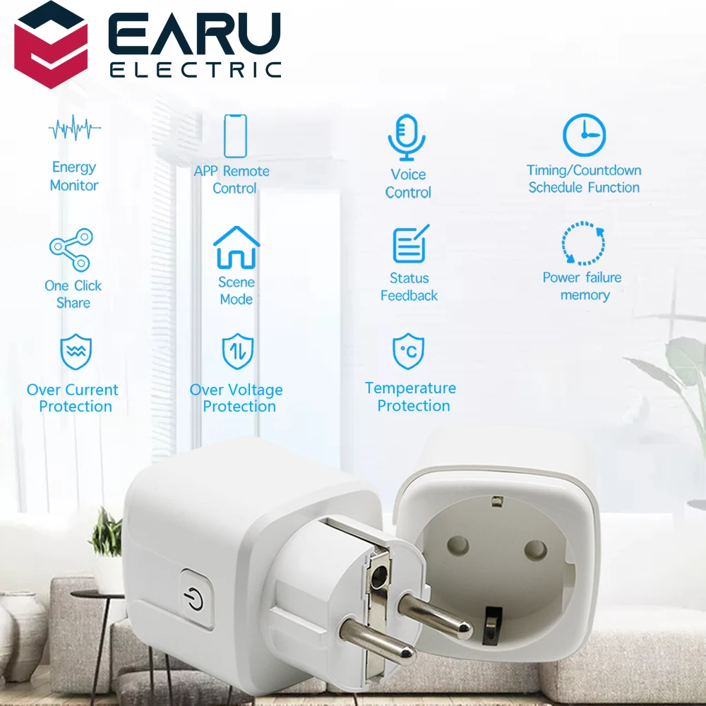 16A ЕС умный Wifi Разъем питания энергетический монитор таймер дом Беспроводная