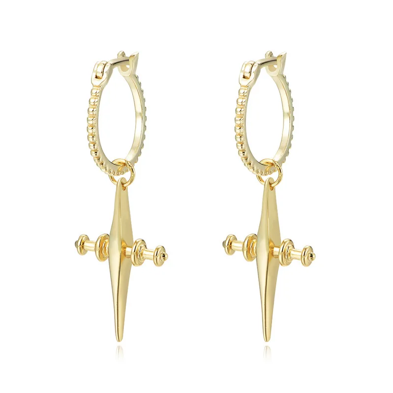 

925 Sterling Silver Ear hoops Cross Gold Small Hoop Earrings For Women Brincos Fashion Personality Joker Jewelry Accessories