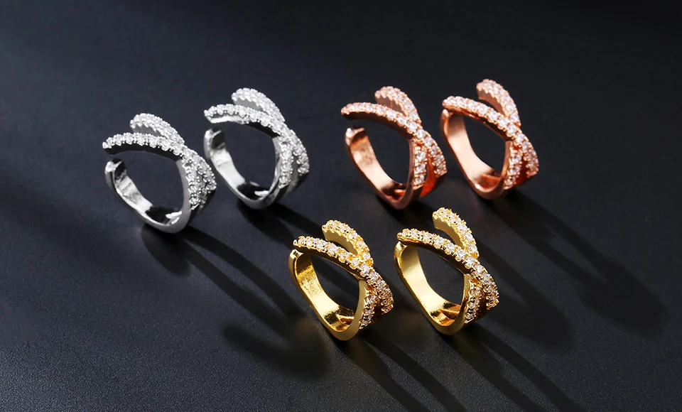 Красивые серьги-Клипсы из кубического циркония AAA ZAKOL, хрящи, модные серьги-манжеты в виде листьев, Женские Ювелирные аксессуары FSSP3017