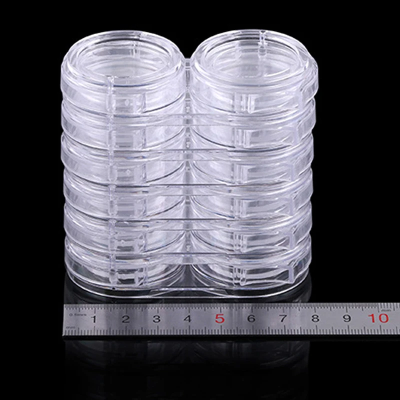 

6 Layer 12 Grid Removable Plastic Nail Art Display Empty Storage Pot Box Case Nail Art Organizer Tool